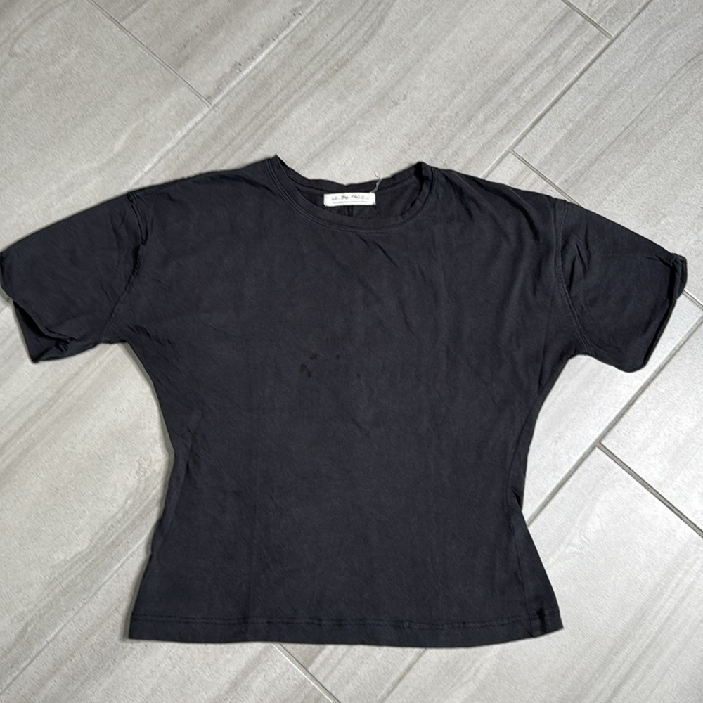 Free People "We The Free" t-shirt. the "Wild Tee" Black Fitted Cuffed Sleeve